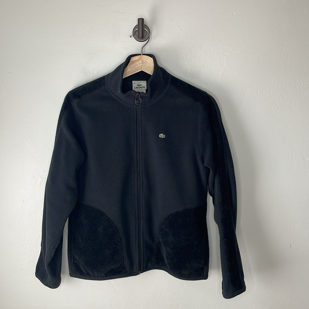 Lacoste Black Zip front fleece jacket